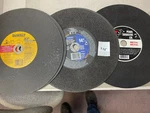 Dewalt Dw8059 Chop Saw Blade 14"x7/64"x1"(2), Norton 4365 (2), Pearl Cw142g. Fixed Price $39.95.