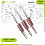 Cynamed Cross Lock Soldering Tweezers Set 3 Piece Premium Fiber Grip 6 Inches. Fixed Price $13.99.