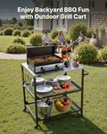 Vevor Outdoor Grill Cart - 31.5 X 24 Inch Stainless Steel Grilling Table With Wh. Fixed Price $135.90.